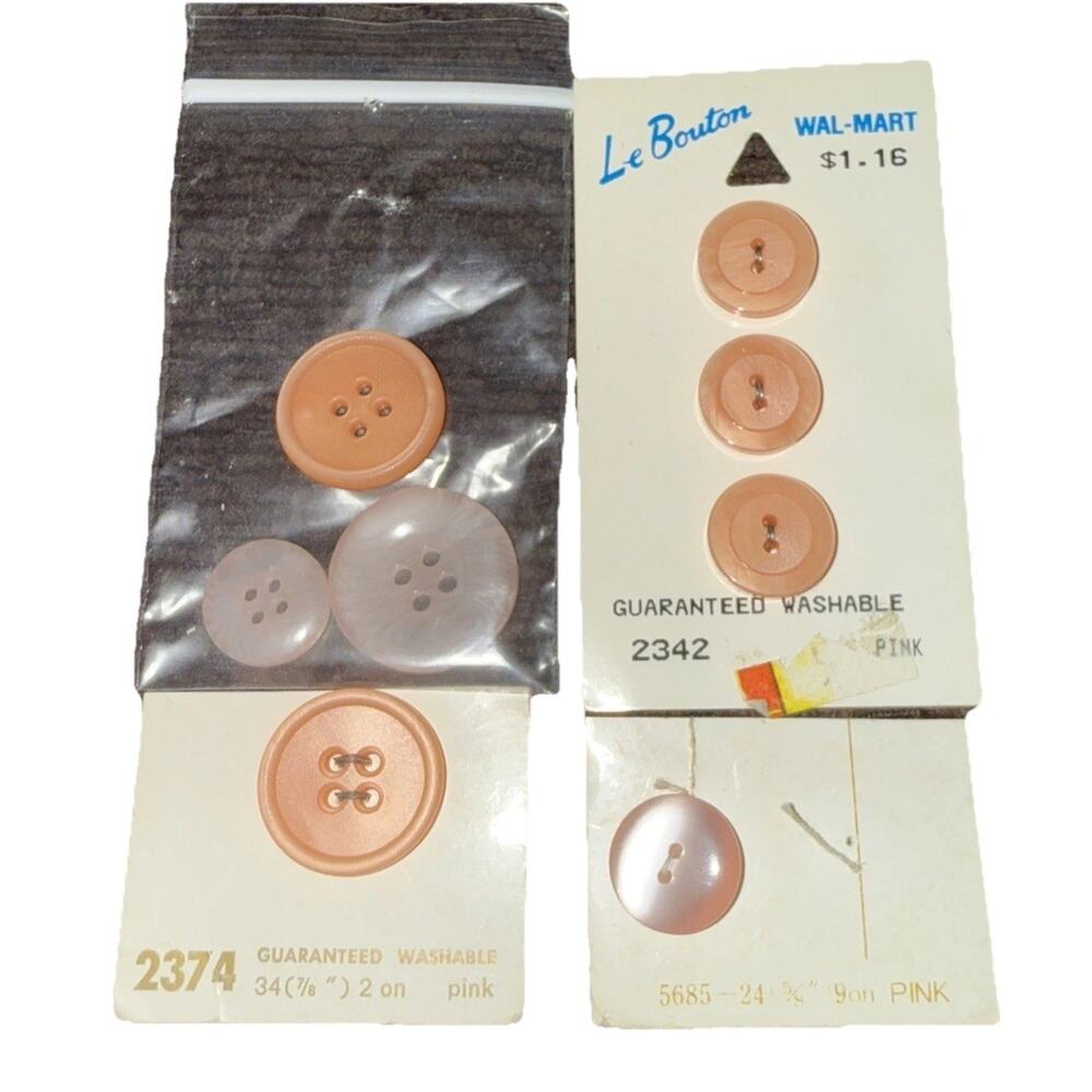 Vintage La Bouton And Other Peach Buttons Assorted Sizes 7 New 1 Used